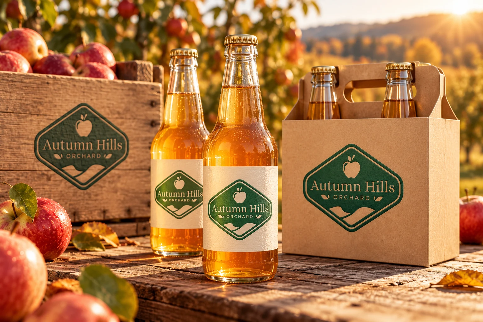 Autumn Hills — orchard packaging mockup