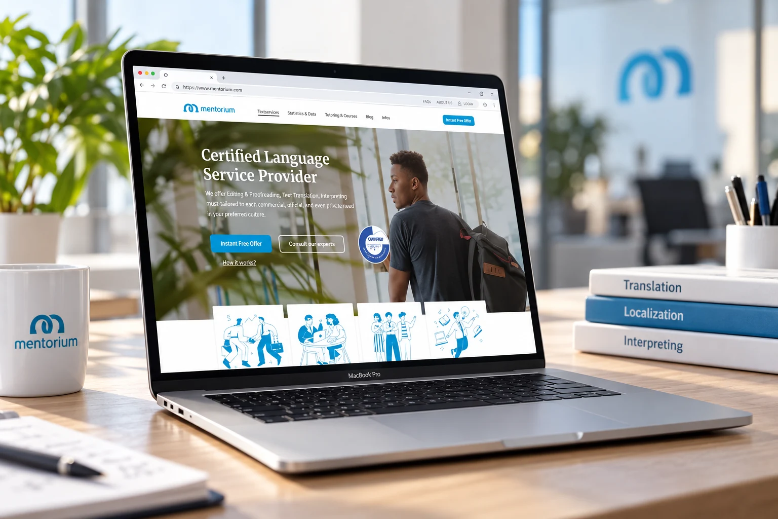 Mentorium — desktop service website concept mockup