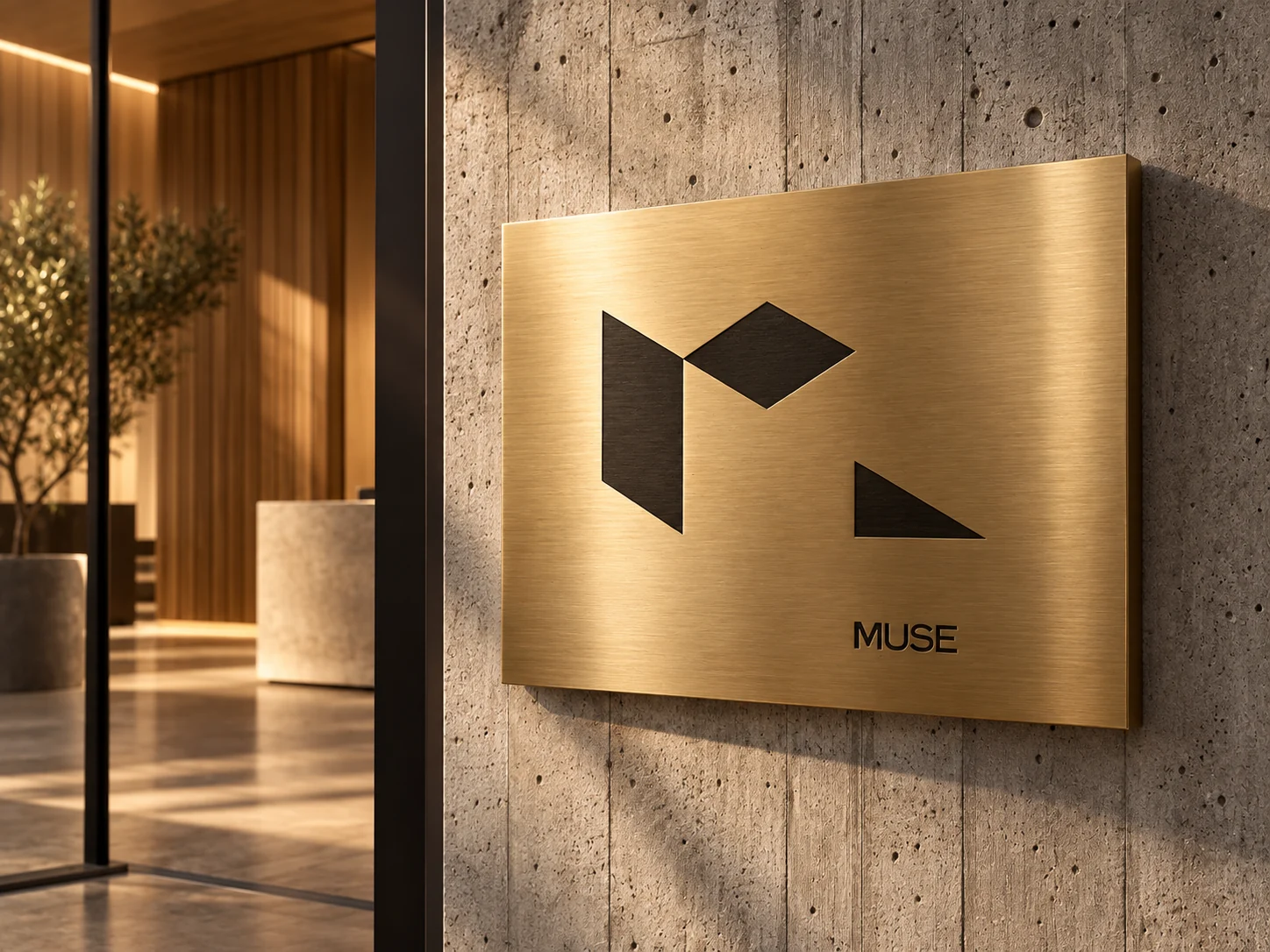 Muse — lobby signage mockup